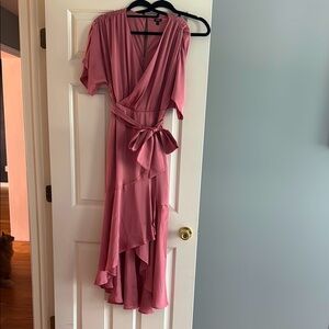 Express Pink Flutter Sleeve Wrap Sundress